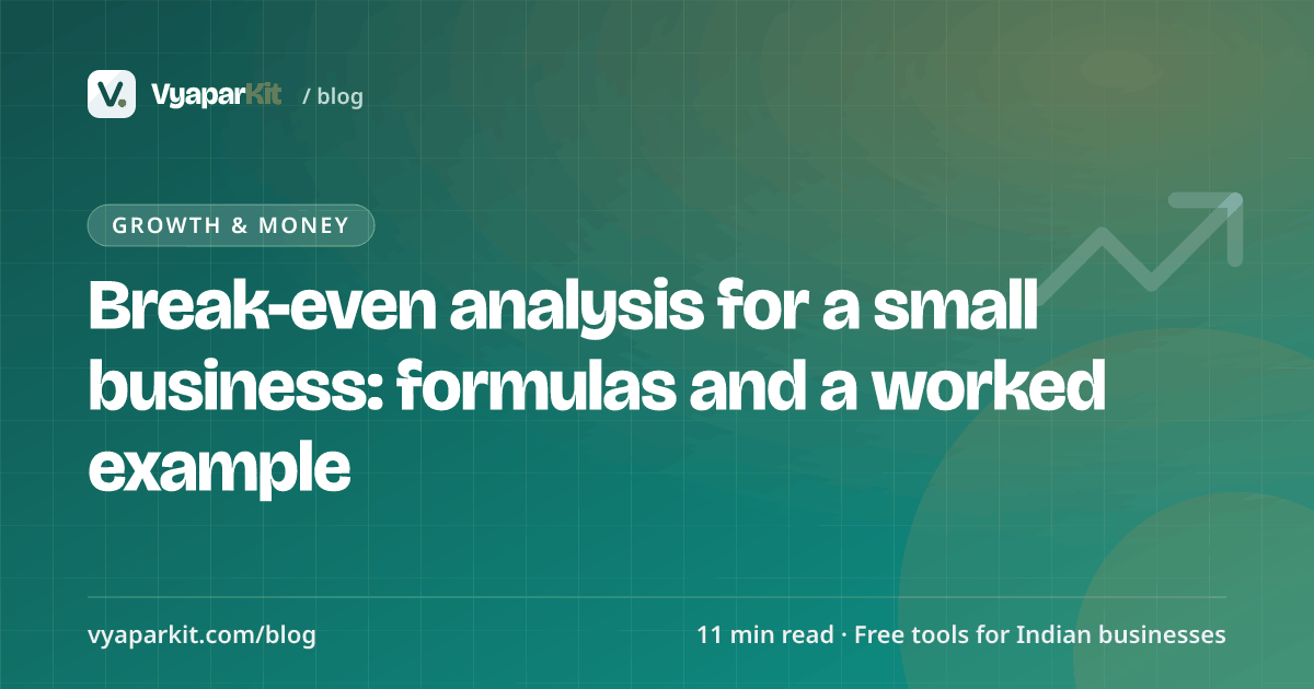 Break-even analysis for a small business: formulas and a worked example